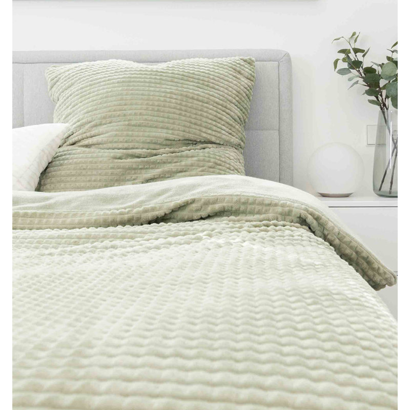 Kord Diamant Microfiber Duvet Cover Set Set, 135 x 200cm Duvet Cover + 1 Pillowcase 80 x 80cm, Green