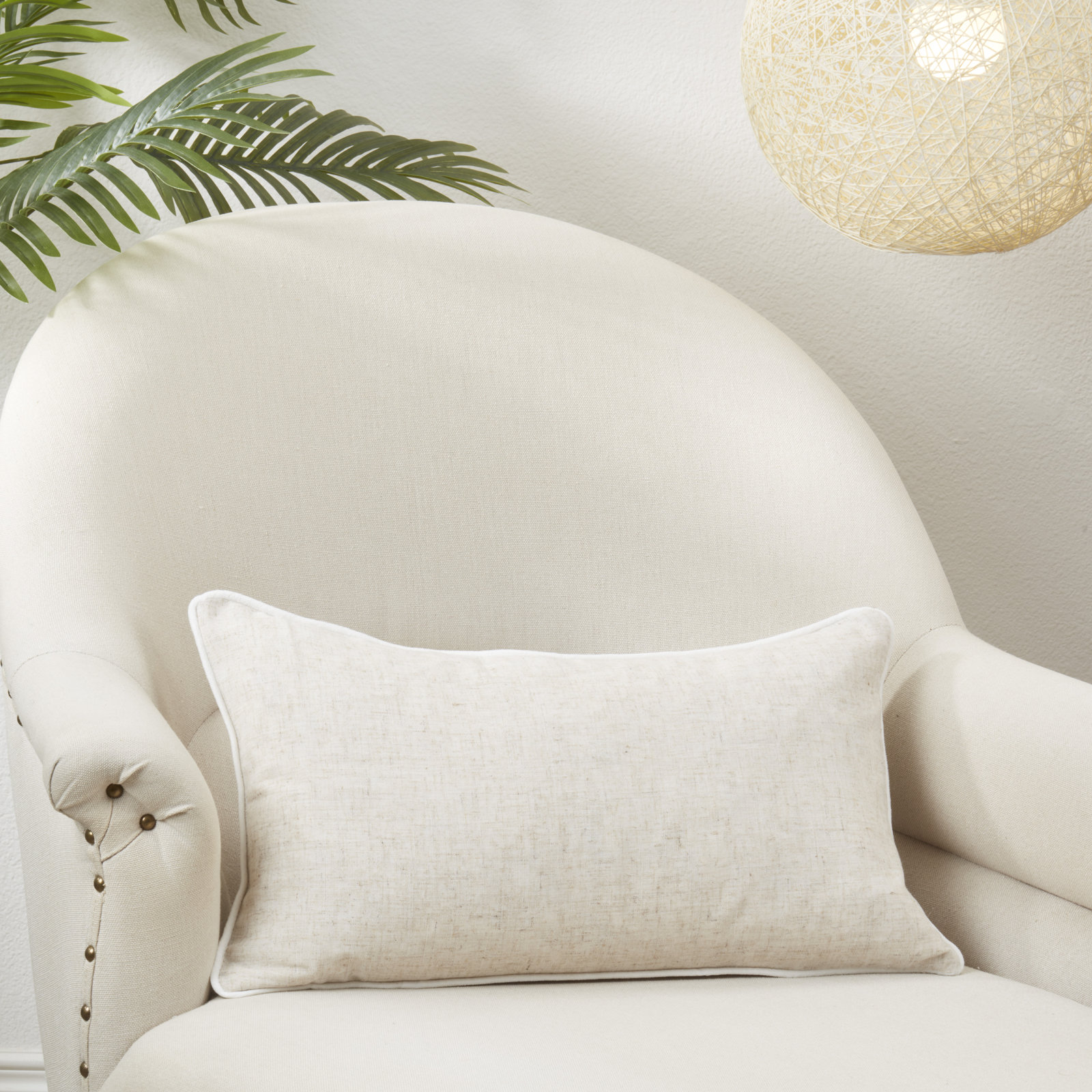 Toscana Collection Throw Pillow, Rectangle 12"H x 20"W, White, Pillow Cover Only - No Insert