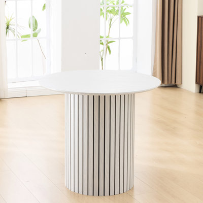 Table de salle à manger pratique et en contreplaqué pour les familles, surface lisse, facile à essuyer, dimensions 33,28 po, support fonctionnel blanc polyvalent, placage, contreplaqué élevé, hauteur de 29,43 po, appartement
