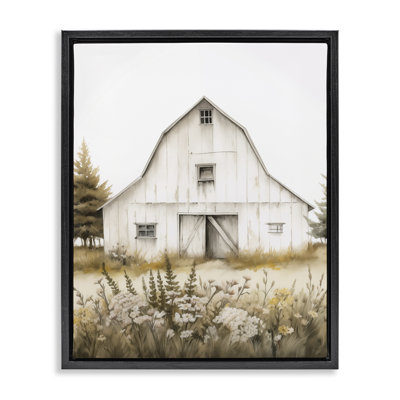  Blooming Country Barn Garden Framed Floater Canvas Wall Art by Arlington Prints
