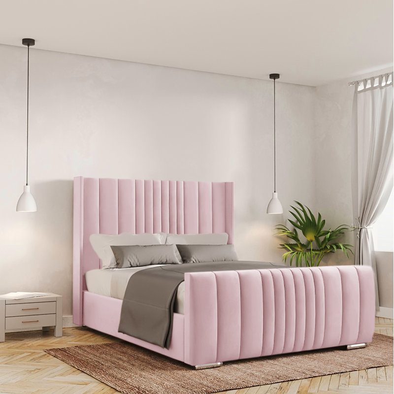 Bastin Upholstered Ottoman Storage Bed, Kingsize (5'), Pink