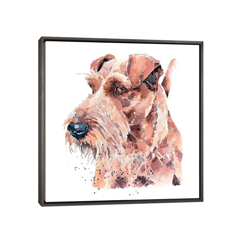 «Irish Terrier Pride» par EdsWatercolours - impression, H 26 po x l 26 po x P 1,5 po, Toile encadrée de bois rustique foncé