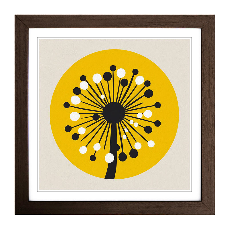 Dandelion Bauhaus No.4 - Framed Print, Walnut