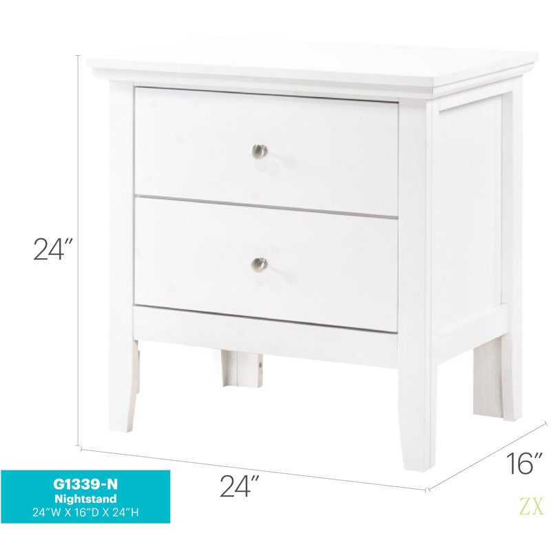 Table de chevet transitionnelle élégante, Blanc