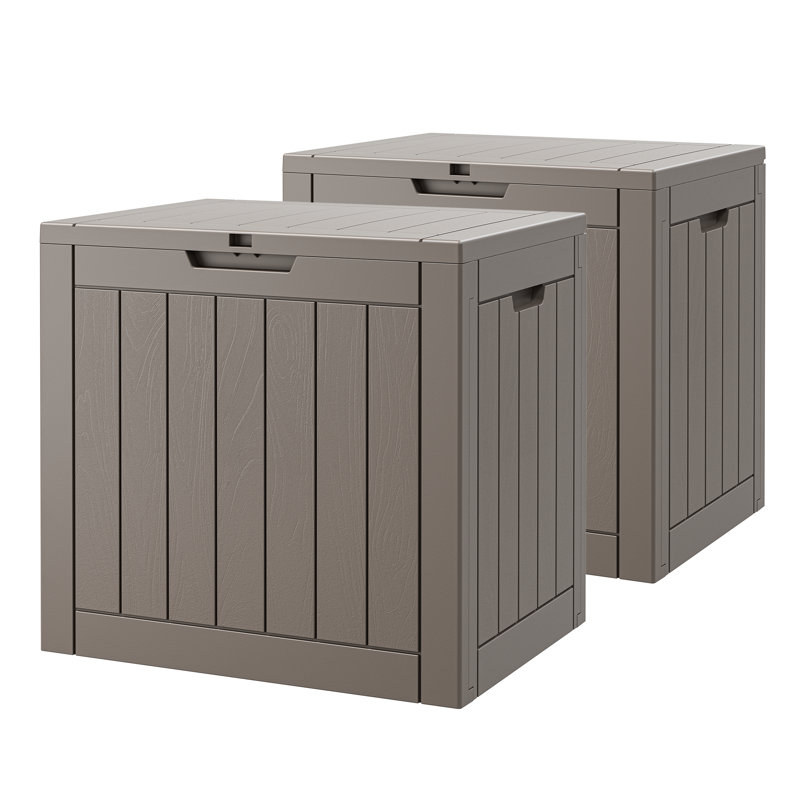 Ensemble de 2 boîtes de rangement de 35 gallons - Rangement extérieur résistant aux intempéries avec roues et couvercle verrouillable
