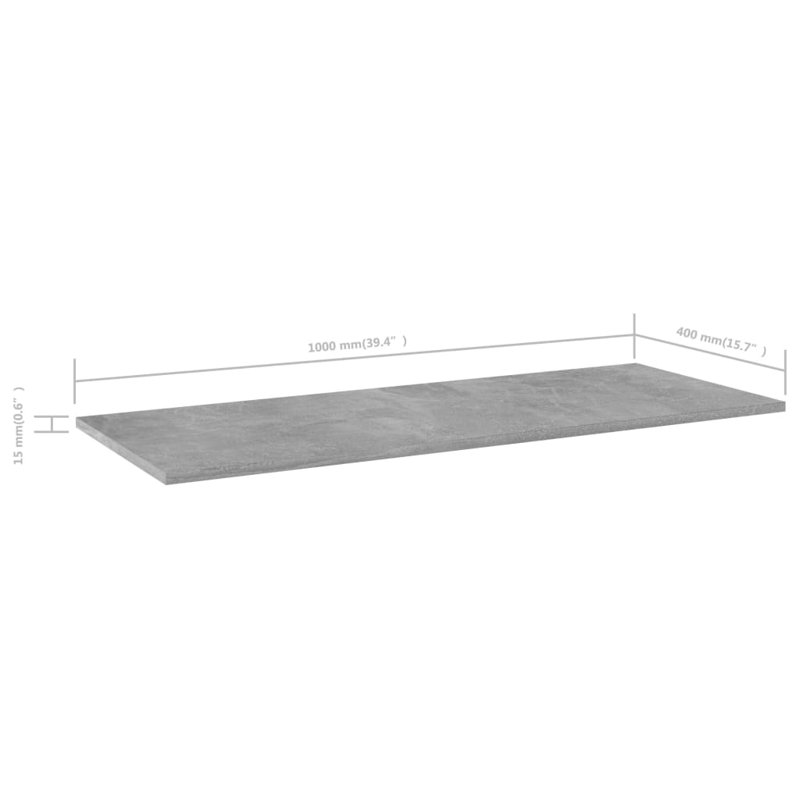 Tablettes flottantes étagères murales, Gris béton, H 0,6 po x l 39,4 po x P 15,7 po