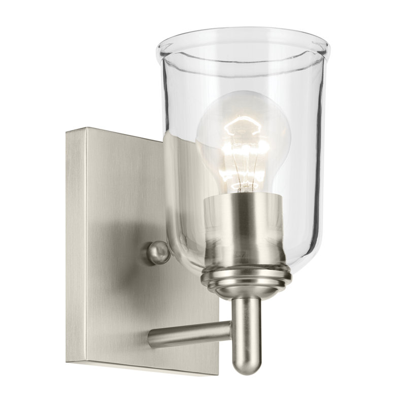 Applique murale 1 lumière 5 "avec verre transparent, Nickel brossé