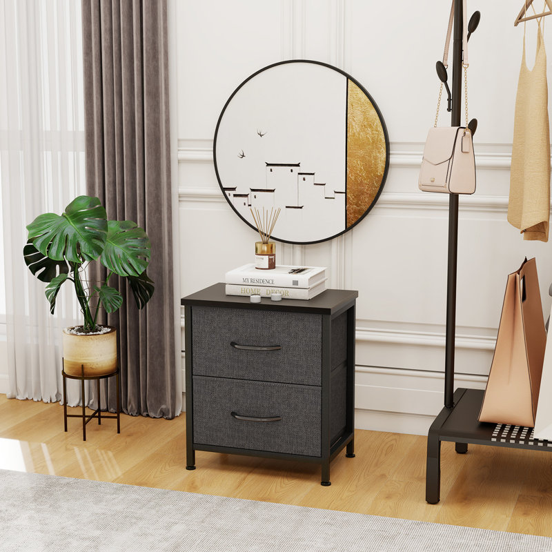 Dresser For Bedroom, 2 Storage Drawers, Anti-Tip Wide Fabric Closet Chests Organizer Tower Furniture With Wooden Top Metal Frame For Clothes, Kids Room, Living Room, Hallway, Entryway