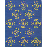 Blue Handwoven Wool Stylized Clover Motif Geometric Modern Contemporary Carpet Rug