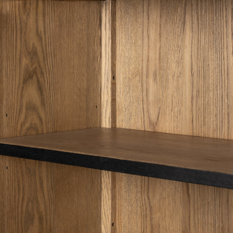 Millie Bookcase-Drifted Matte Black Veneer, Drifted Oak Solid