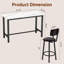Ensemble de table bistro à hauteur de faux en marbre pour 2, ensemble de table de bar et chaises rectangulaires 3 pièces, ensemble bistro à hauteur de comptoir peu encombrant avec 2 tabourets revêtus de polyuréthane, dossier et repose-pieds pour la c-716902989