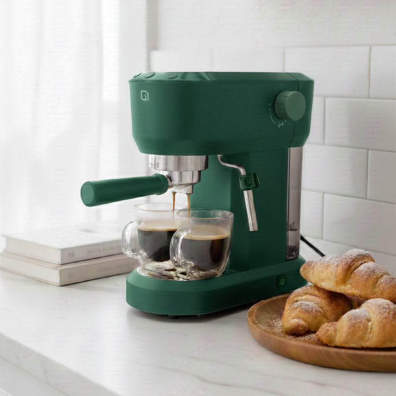 WILLOW Kitchen Espresso Machine with Single Shot and Double Shot Espresso Filter Options - One Touch Activated, Forest Moss