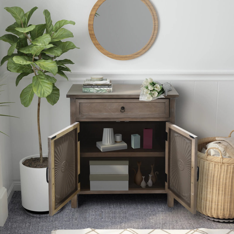 Armoire d'appoint à 2 portes avec tiroir Farmhouse, Naturel