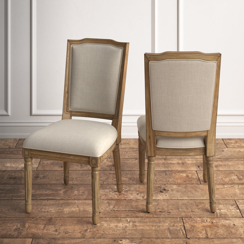 Chaise d'appoint rembourrée ornée Hildemar, Beige, Naturel