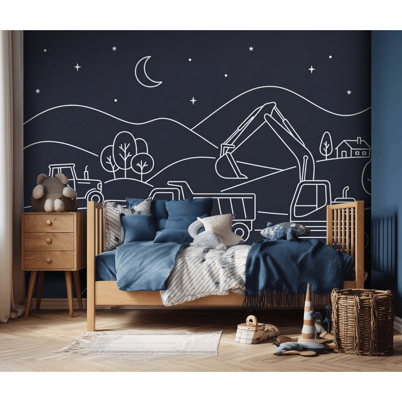 Papier peint paysage de nuit, Non tissé, 160 po x 108 po