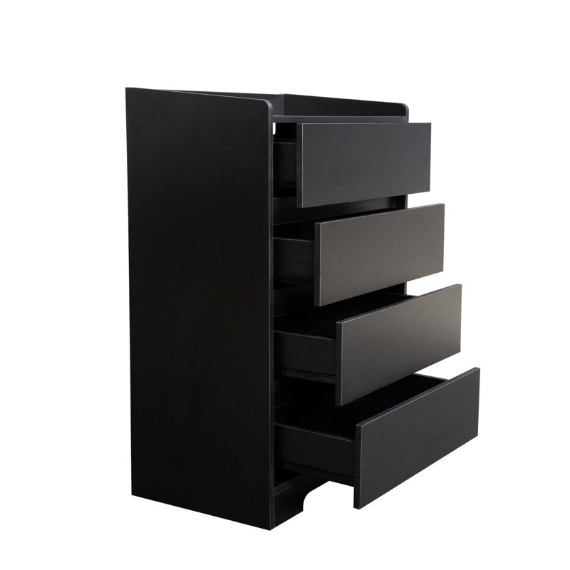 Buffet noir pour rangement de salon - 4 tiroirs, armoire 25,6 po x 15,86 po x 38,77 po, pouces