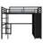 Queen Size Metal Loft Bed Frame with Built-in Wardrobe, Desk and Storage Shelves, Black Loft Bed for Kids Teens Adults