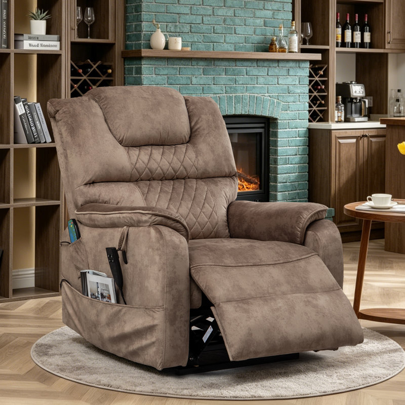 Carollynn Oversized Power Lift Chair, Dual Motor Lay Flat Recliner with Heat & Massage
