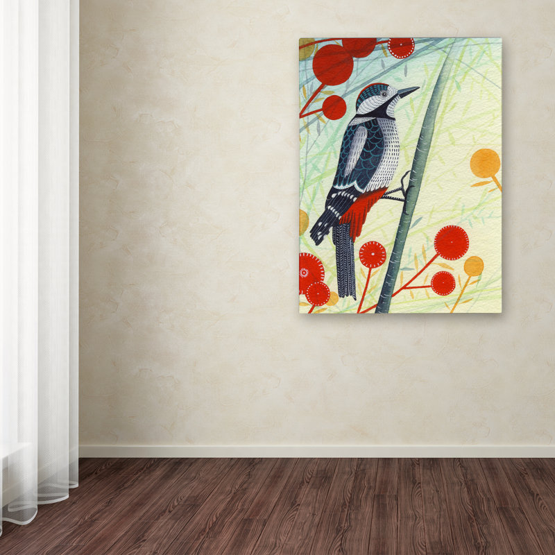 « woodpecker », reproduction sur toile tendue, H 19 po x l 14 po