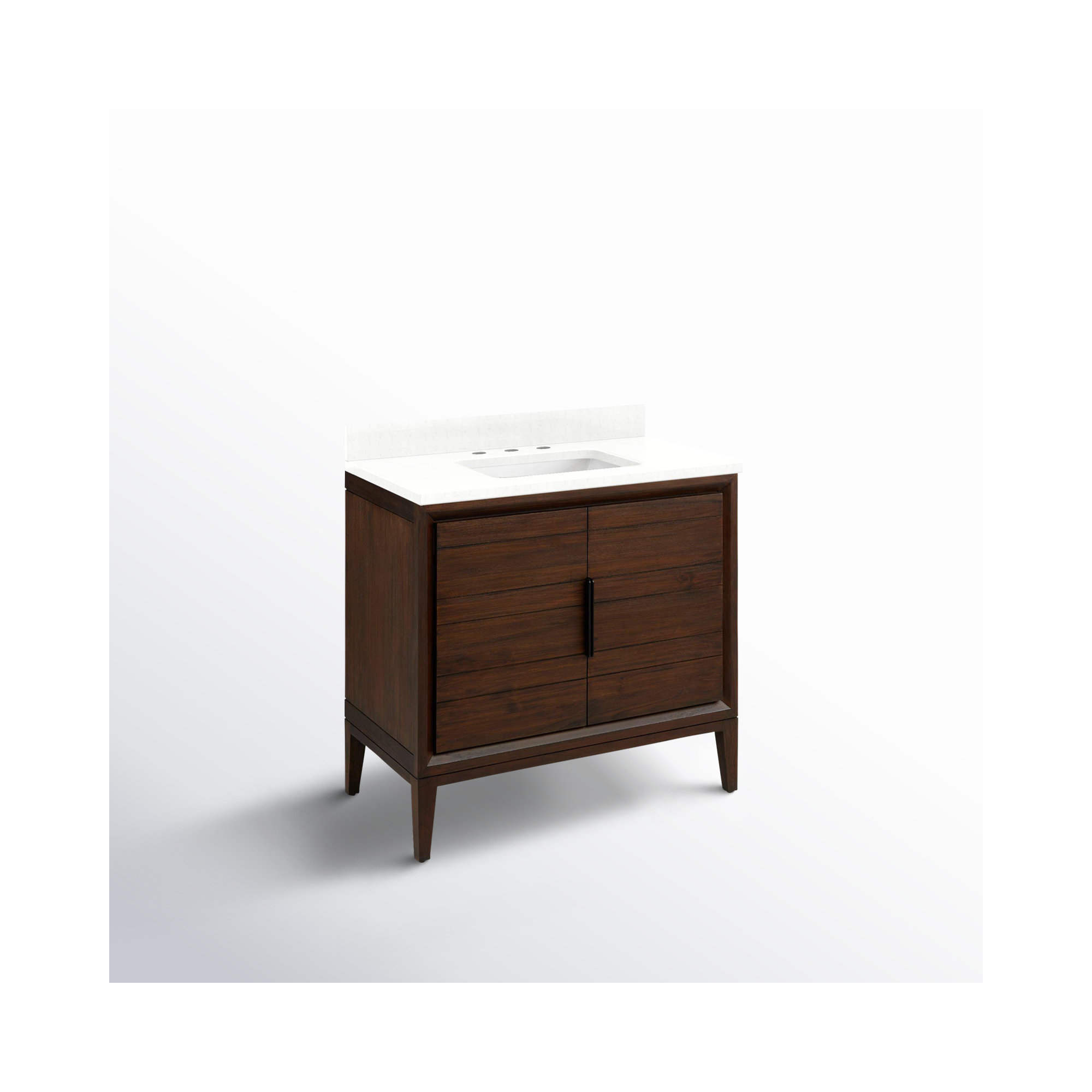 Aliso 36" Single Bathroom Vanity, 8" Widespread, Feathered White Quartz, Java