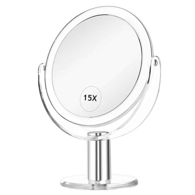 Double Sided 360 Degree Swivel Magnifying Mirror Portable Table Counter top Mirror