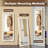Full Length Over Door Mirror, 44X18 Inch Wooden Frame Dressing Mirror With Metal Hangers, Hanging Or Wall Mounted For Bedroom, Bathroom, White