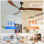 Ventilateur de plafond en bois avec lumière, ventilateur de plafond à profil bas avec télécommande, moteur CC réversible silencieux avec minuterie-702574558