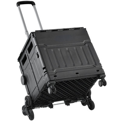 Chariot d'escalier pliable 53L avec couvercle et poignée réglable