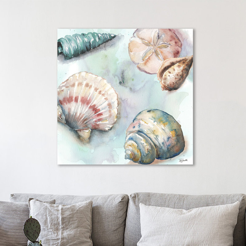 « sea shells »-impression sur toile tendue, H 12 po x l 12 po