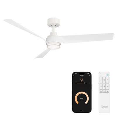 Chill Indoor/Outdoor 3-Blade Smart Ceiling Fan With Integrated Dimmable LED Light and Bluetooth Remote Control Included, Selectable Color Temperature (2700K, 3000K, 3500K, 4000K)