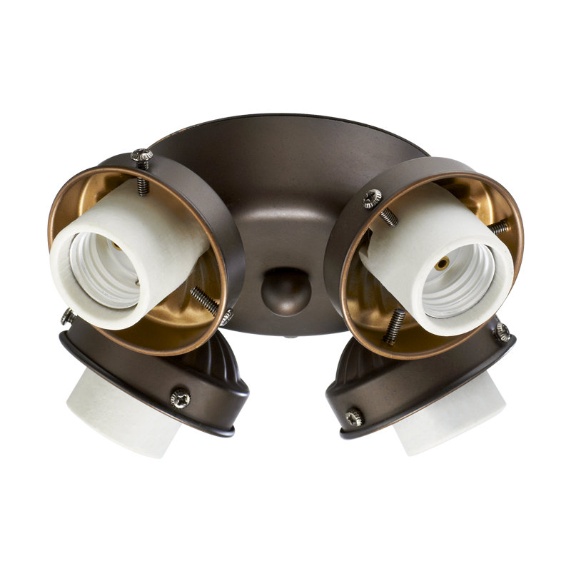 Plafonnier pour ventilateur de plafond 4 lumières avec branches, Bronze huilé