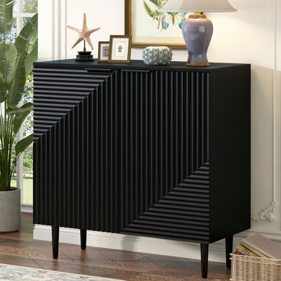 Mirod Modern Minimalist Side Cabinet With Adjustable Shelves ,Stylish Geometric Door Design,Ample Storage Space For Any Home Decor