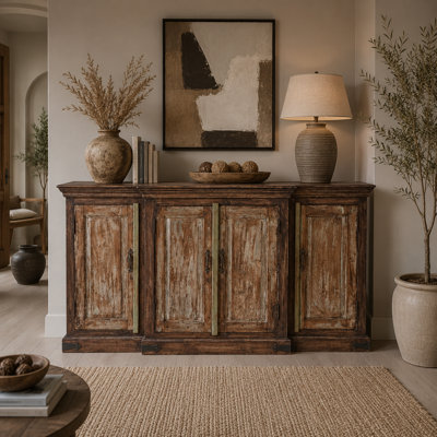 Monarrez 4 Door Solid Wood Sideboard, 70x18x36
