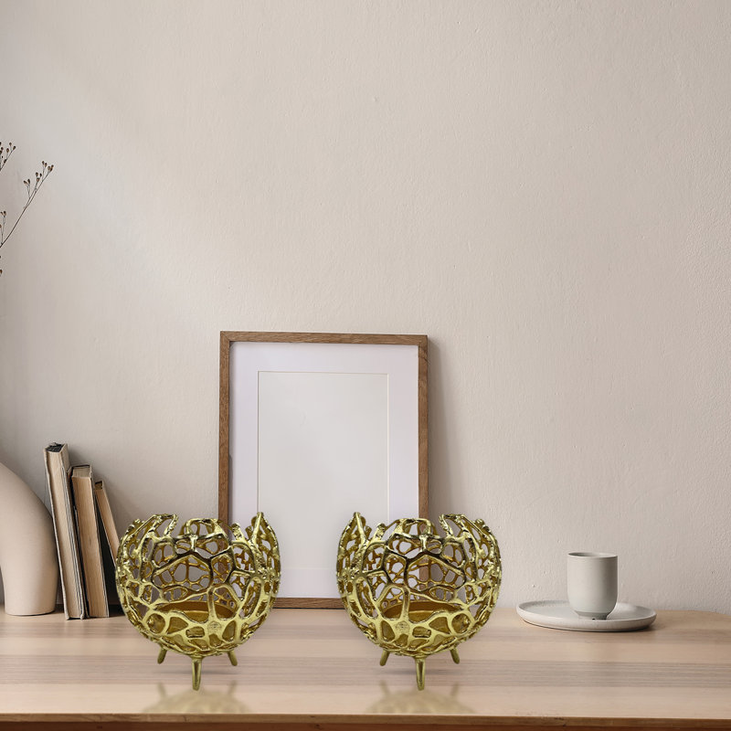 Porte-votives de table en aluminium H 6 po, H 6 po x l 6 po x P 6 po, Or