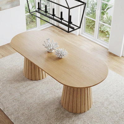 Erlene 86" Oval Dining Table With Double Pedestal