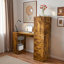 Bureau d'ordinateur avec prise 4-en-1 et 3 tiroirs, 4 tablettes de rangement à 4 niveaux, stratifié au fini bois carbonisé pour bureau à domicile, bureau, chambre à coucher-576021175