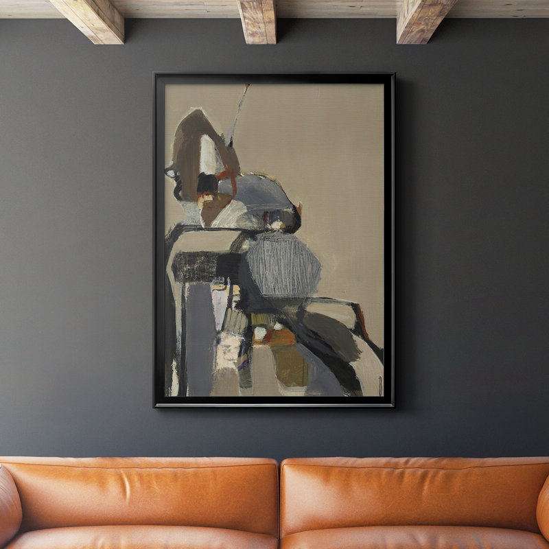 Glissement de terrain encadré sur papier, H 24,5 po x l 18,5 po x P 1,25 po, Noir