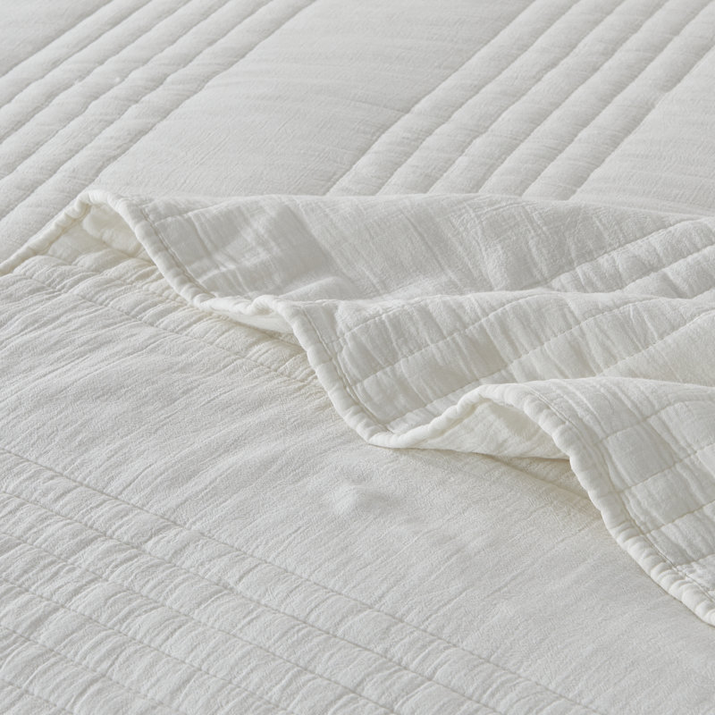 Ensemble de courtepointe 100% coton Grimshaw, Courtepointe pour lit simple + 1 taie décorative, Blanc