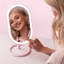Pamalee Vanity Makeup Mirror with Lights, Rechargeable, Illuminated Cosmetic Mirror with 3 Dimmable Light Settings, Adjustable Stand (Rose Gold)-324298244