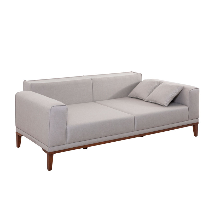 Shiena 87.8" Upholstered Sleeper Sofa, Cream 100% Polyester