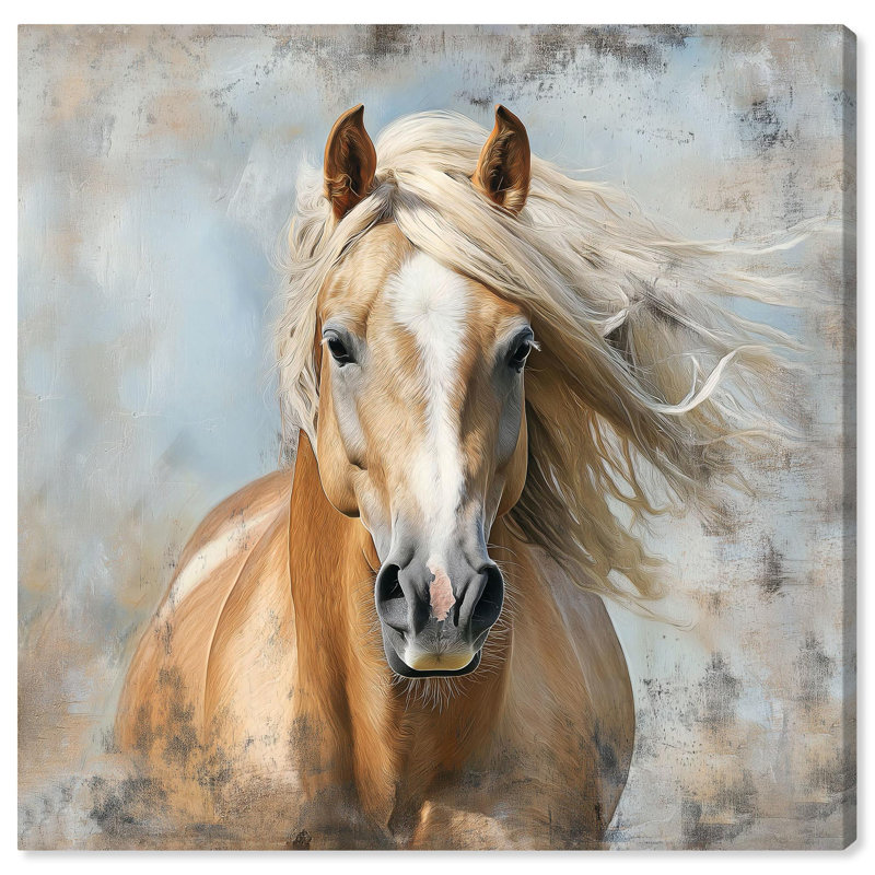 Rustic Brown and Beige Canvas Horse Wall Art, 12" x 12"