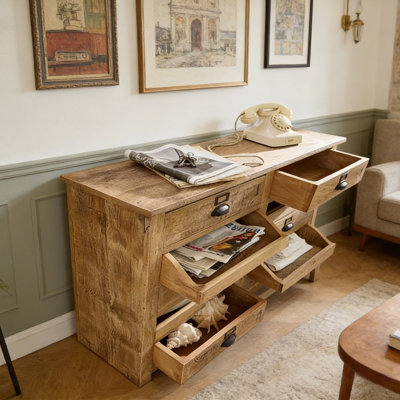 Armoire d'appoint multi-tiroirs en bois massif