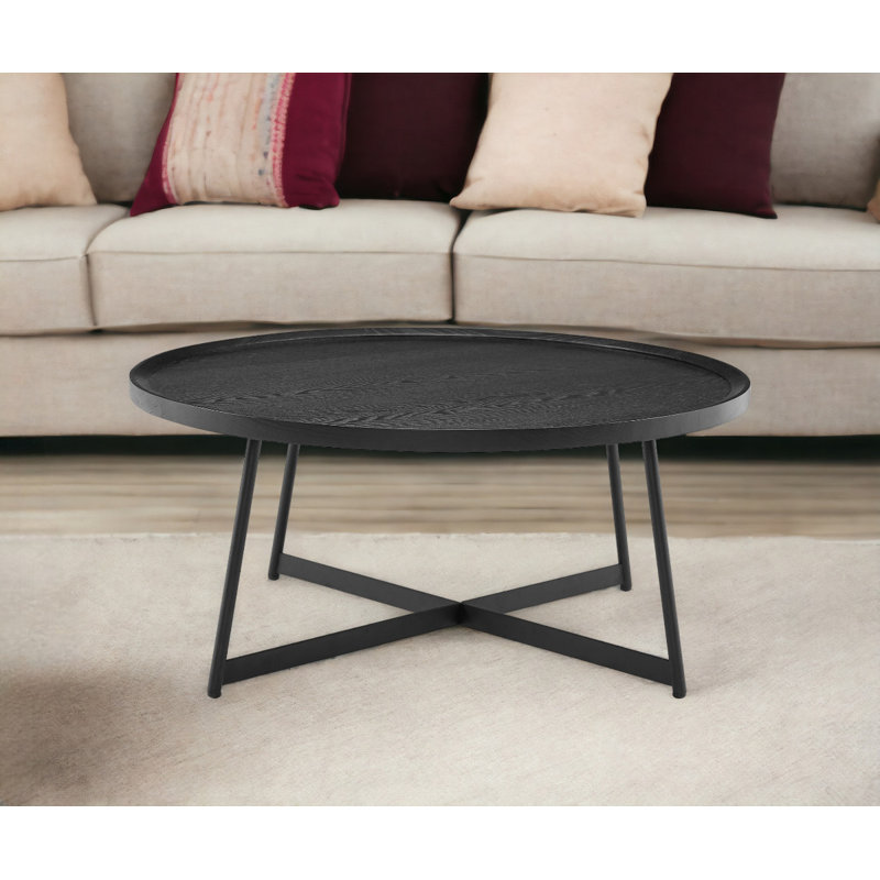 Tyner 35" Manufactured Wood Round Coffee Table, Black