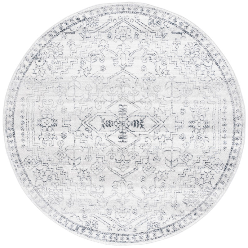 Tapis ivoire / gris Lowrey, Rond 6 pi 7 po