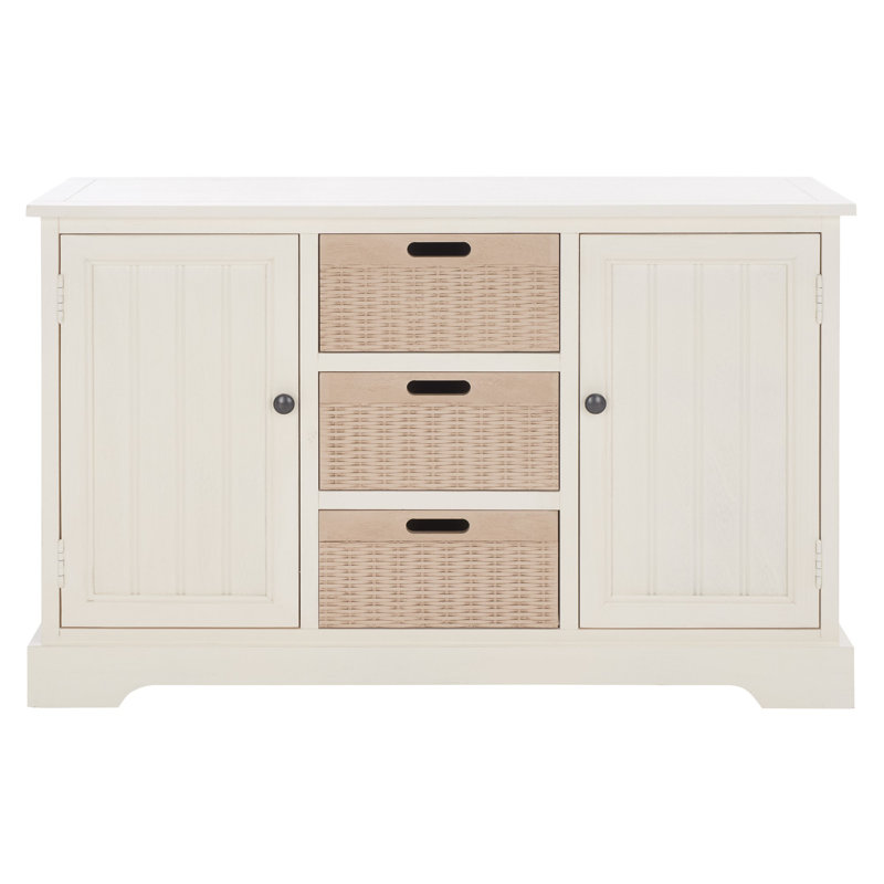 Paille 39.75'' Console Table, Distressed White/Natural