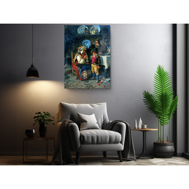 «Grandmother's Reprimand» (1874), par Michele Cammarano, reproduction sur toile, H 30 po x l 20 po