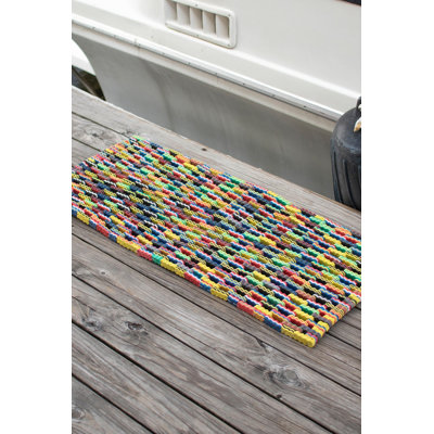  Large Recycled Flip Flop Doormat Handcrafted Rubber 20" H Indoor Outdoor Entry Mat