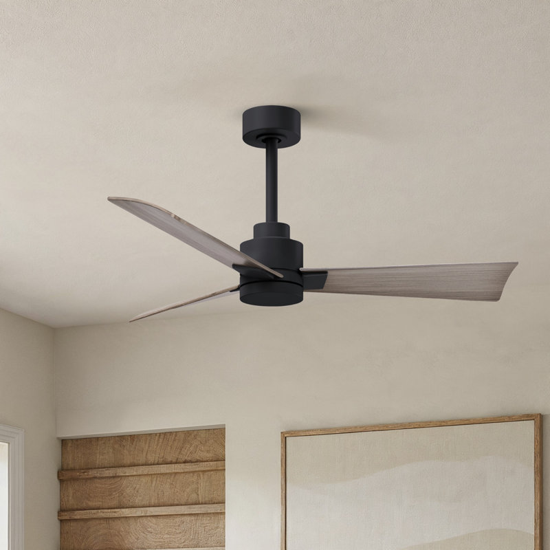 Ventilateur de plafond Alessandra 42, Ton bois de frêne gris, Noir mat