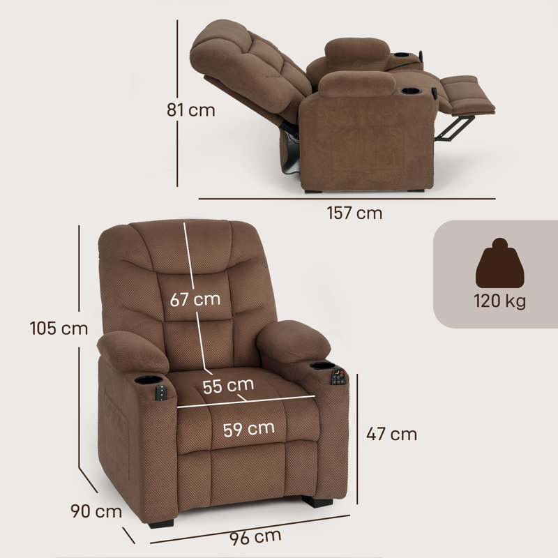 HOMCOM Electric Massage Recliner Armchair with Heat Reclining Chair, Brown