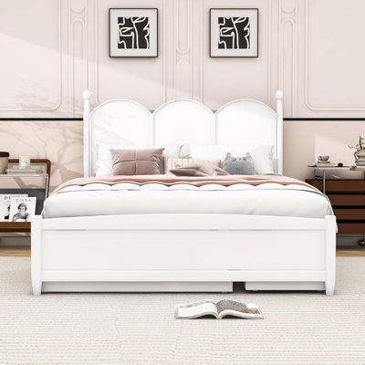 Giavana Queen-Sized Bed with Headboard, Built-in Storage, and Pull-Out Twin XL Trundle